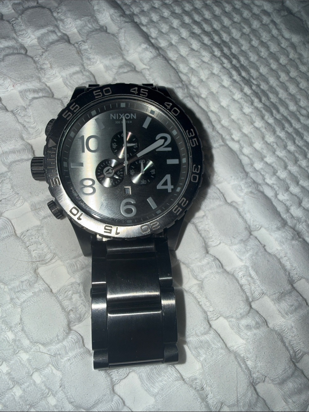 Nixon Black Stainless Steel Chronograph with Gray Dial